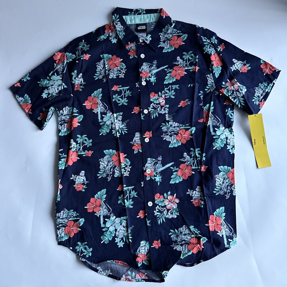 NWT Star Wars Mens Size Small Hawaiian Tropical Shirt Darth Vader Stormtrooper S